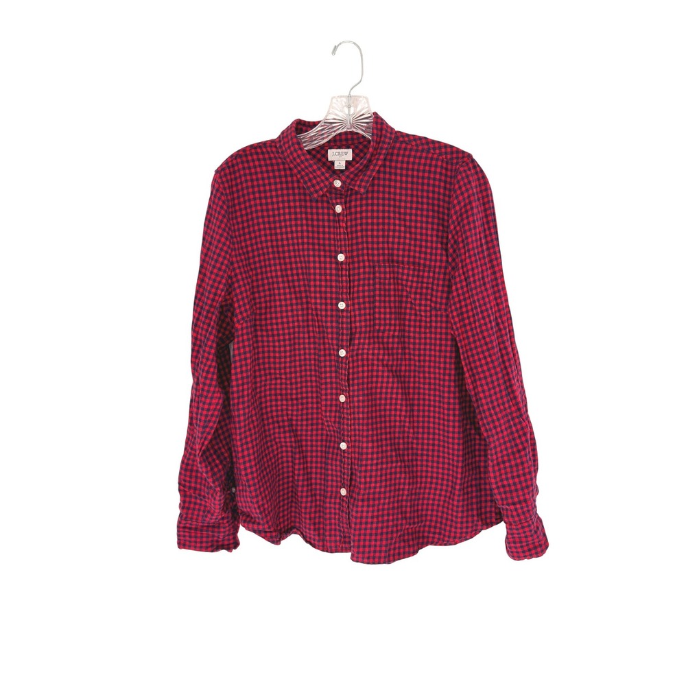 J.Crew Button Up Plaid Shirt Women's Red Blue Heritage Festival Casual Large